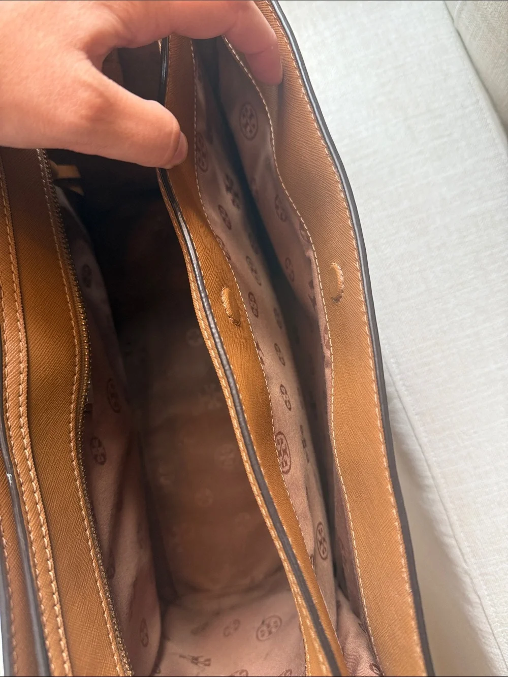 Tory Burch Cognac Saffiano Leather Laptop Tote